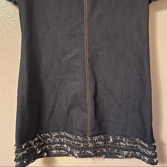 CINQ A SEPT Ashton Blue Denim Ribbon Trim Dress 2 - Picture 4 of 7